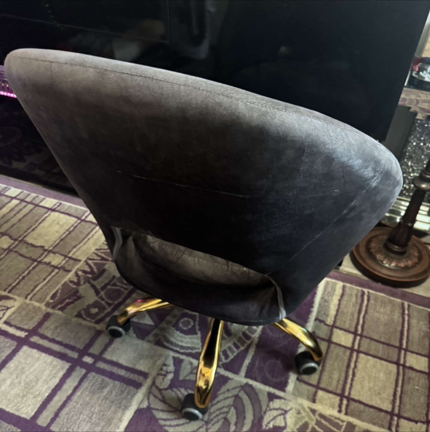 Louise Velvet Modern Task Chair - Grey - photo 4