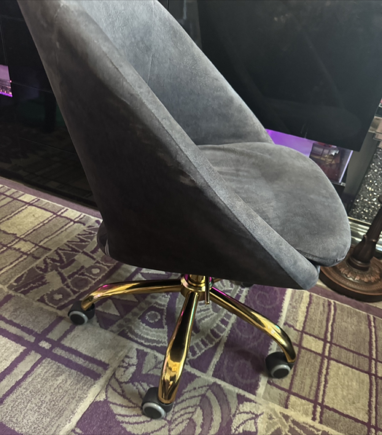Louise Velvet Modern Task Chair - Grey - photo 3