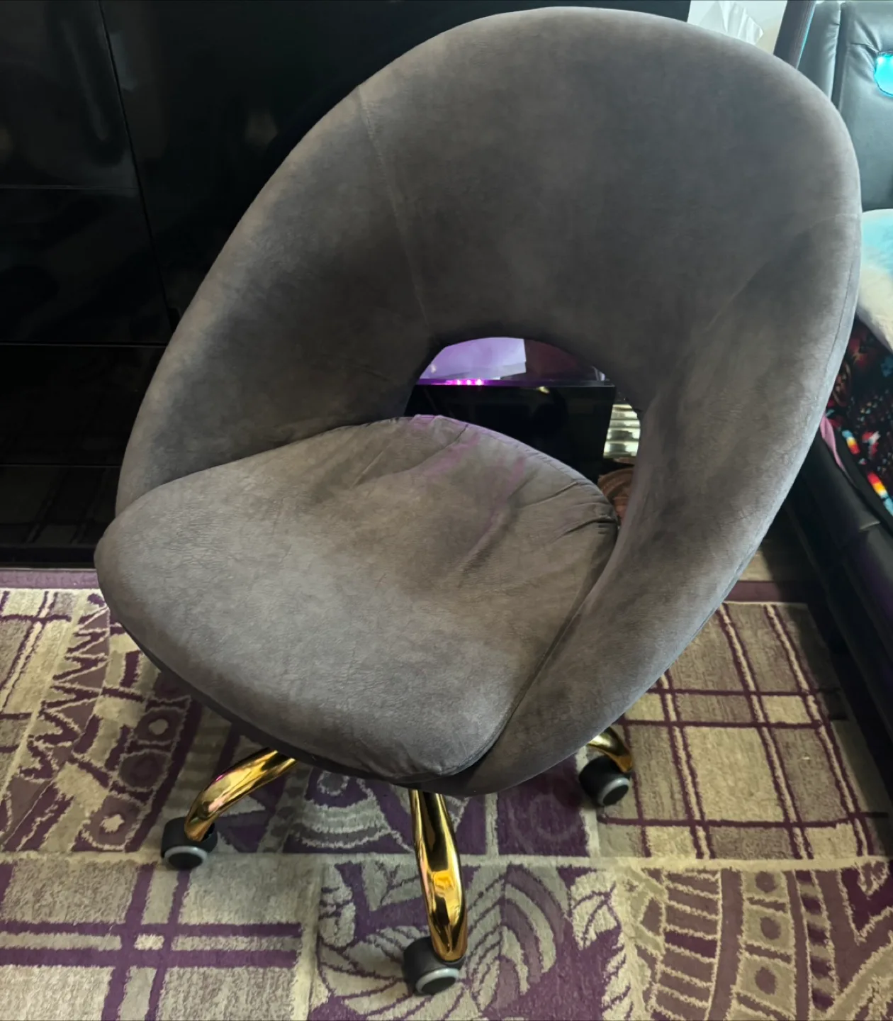 Louise Velvet Modern Task Chair - Grey