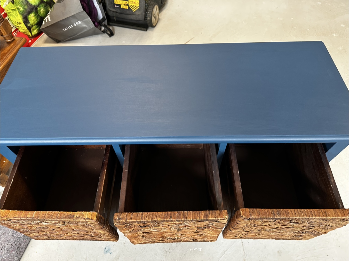Blue Storage Cabinet with Wicker Baskets - photo 3