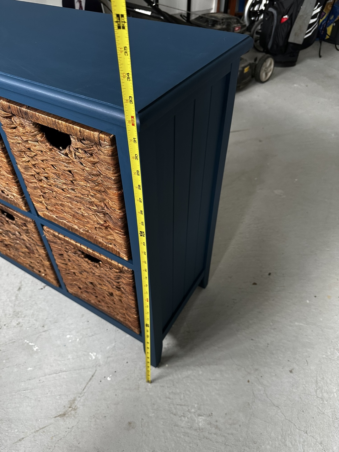 Blue Storage Cabinet with Wicker Baskets - photo 4