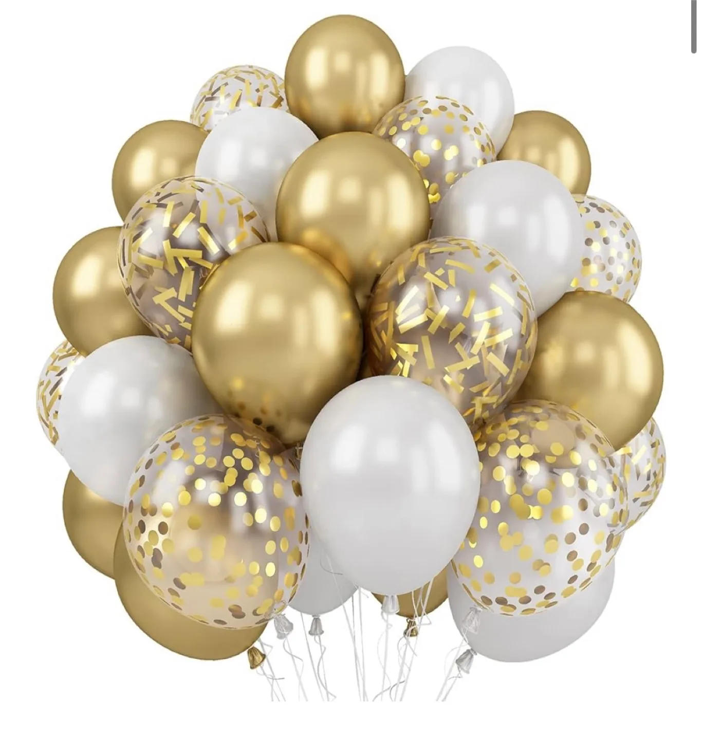 Bachelorette 60 Pack Latex Balloons Set, Gold & White thumbnail