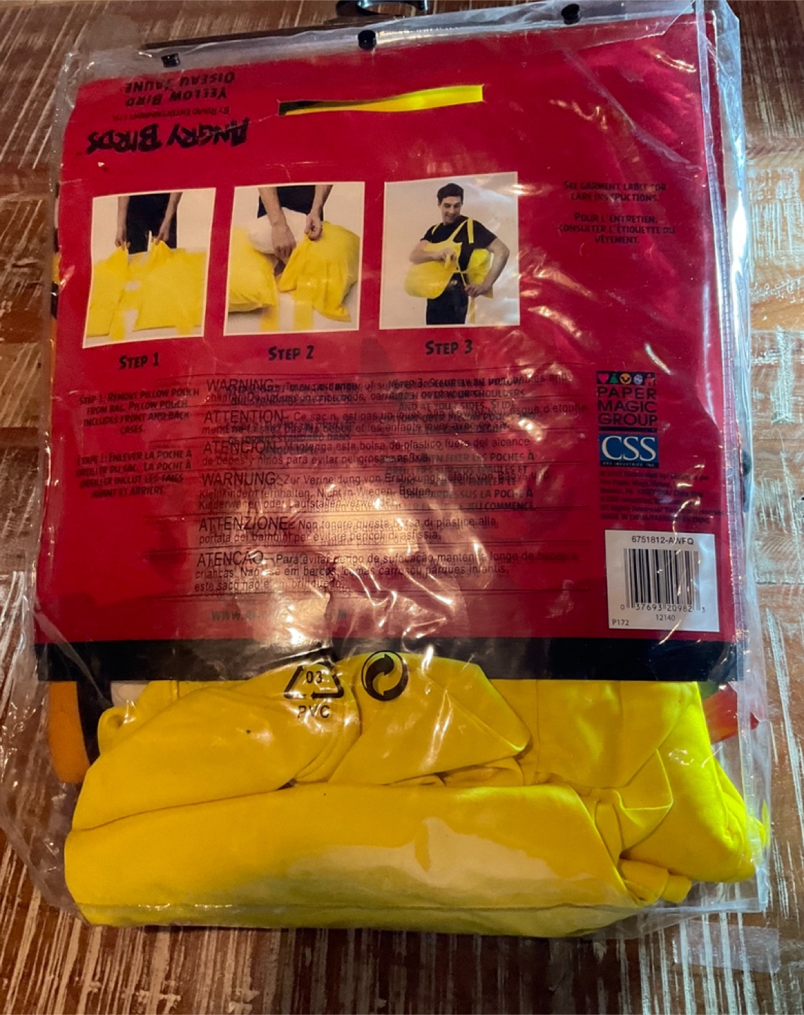 Angry Birds Yellow Bird Adult Costume - New in Package