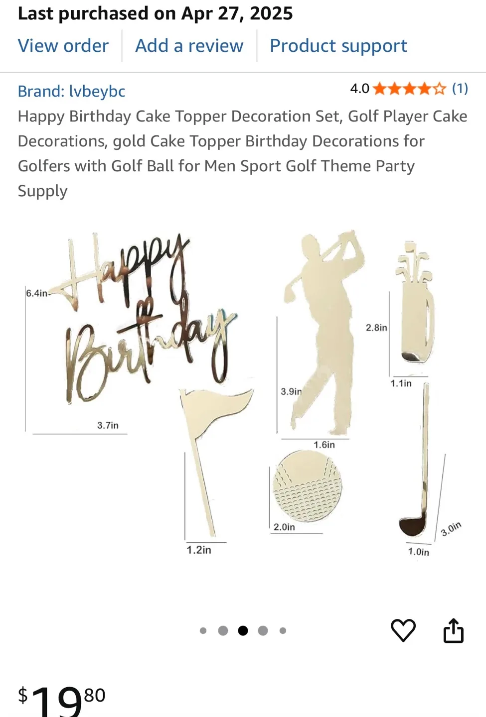 Happy Birthday Golf Cake Topper Set - New thumbnail