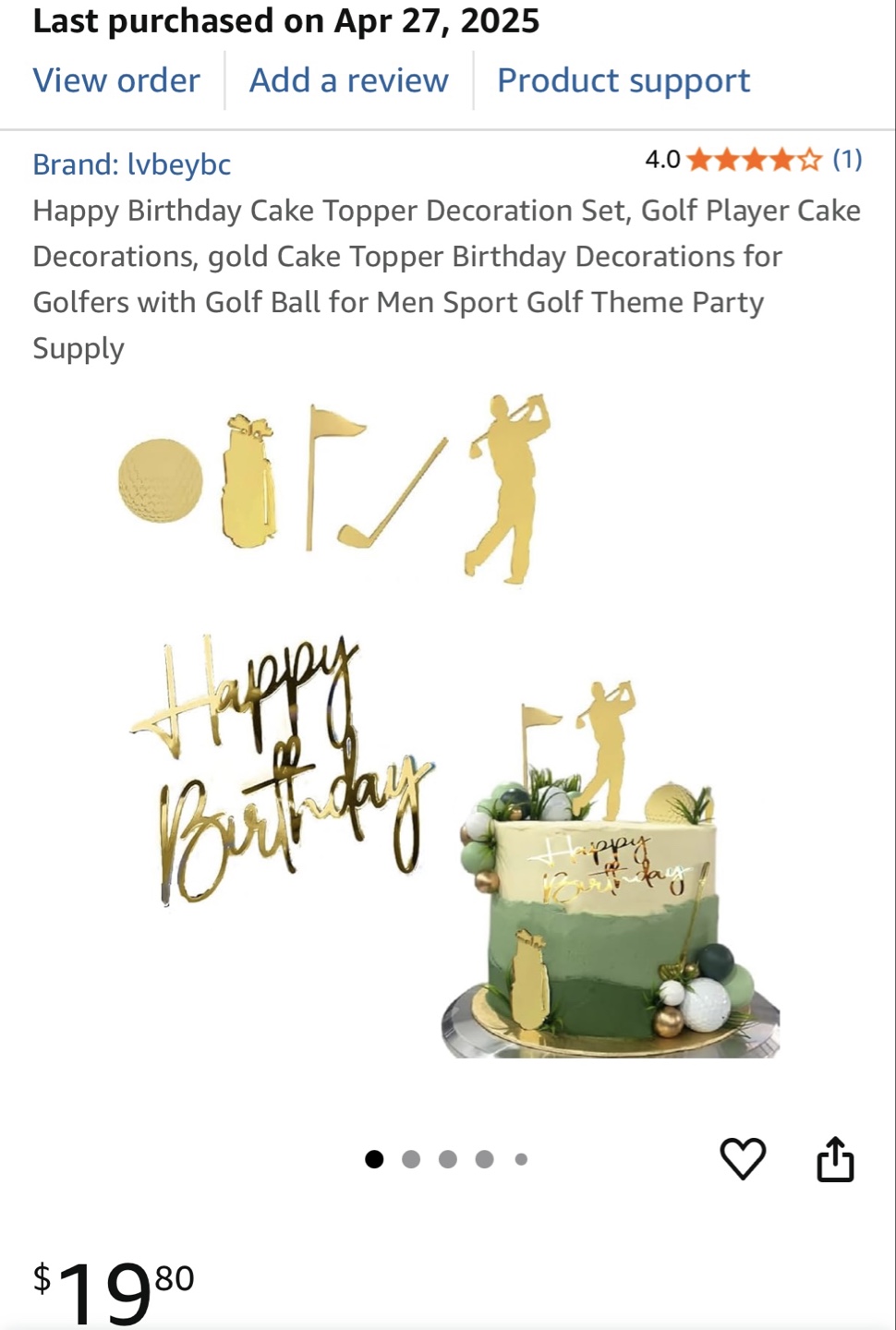 Happy Birthday Golf Cake Topper Set - New - photo 3