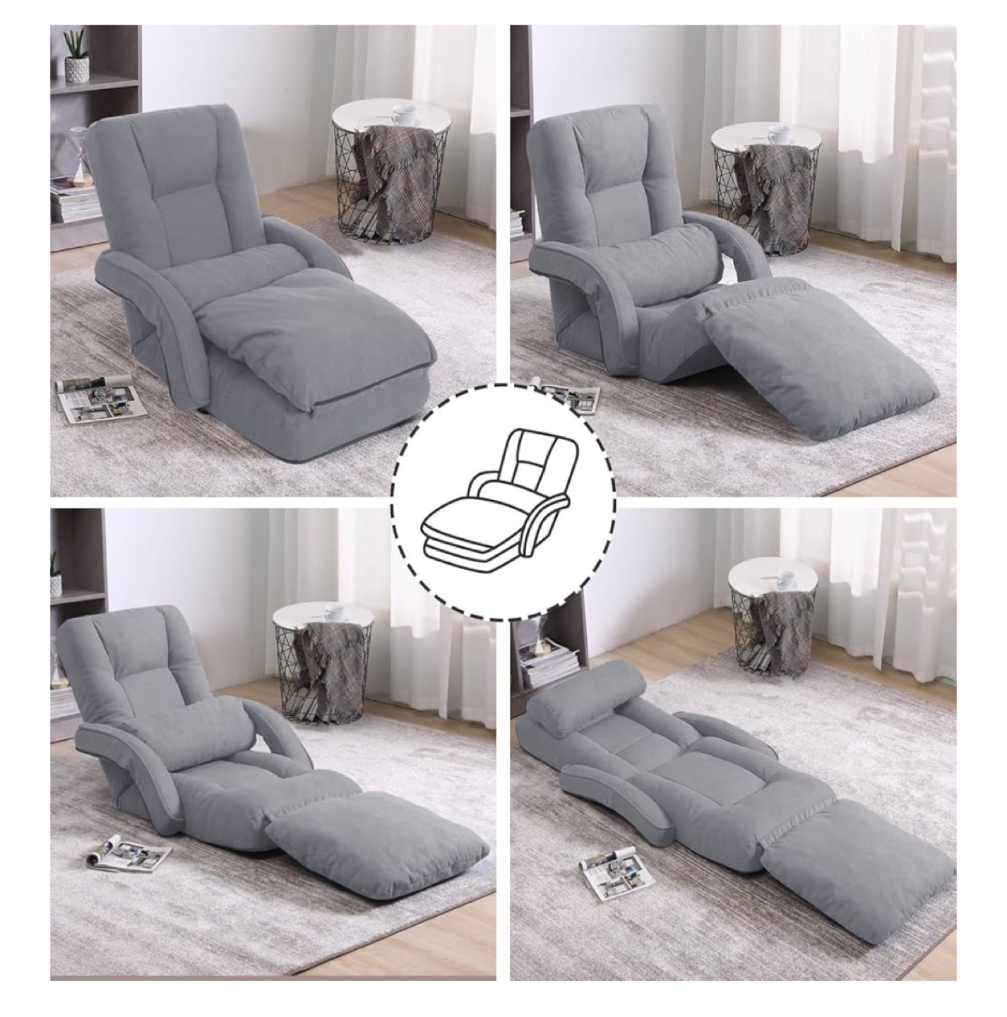 Foldable Lazy Sofa Bed - Grey - photo 4