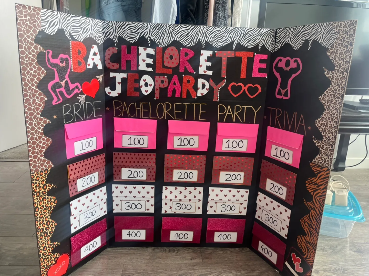 Bachelorette bridal party games jeopardy bingo animal print thumbnail