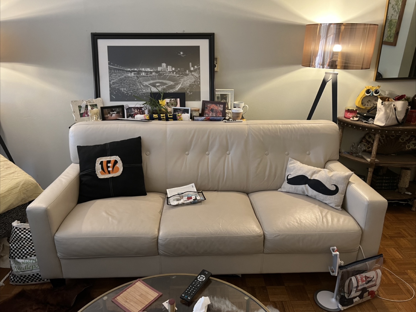 White leather couch