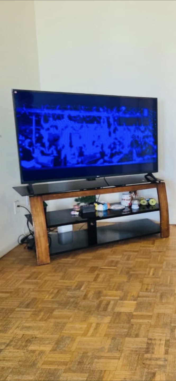 TV Stand with Glass Shelves