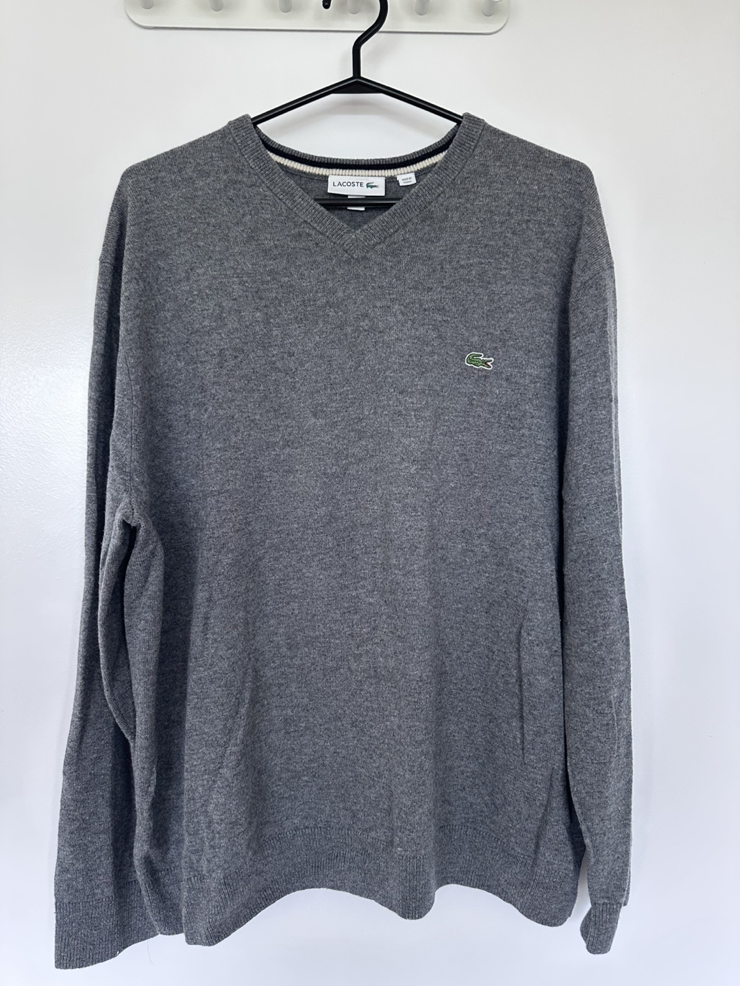Lacoste Grey V-Neck Sweater - Size XXL - photo 2