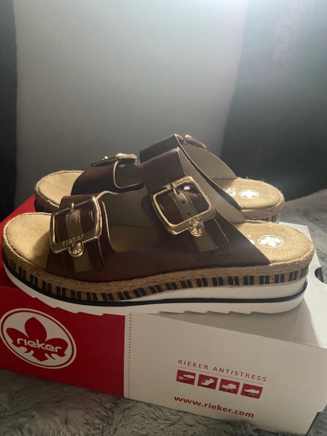 Rieker Antistress Brown Sandals - Size 7 thumbnail