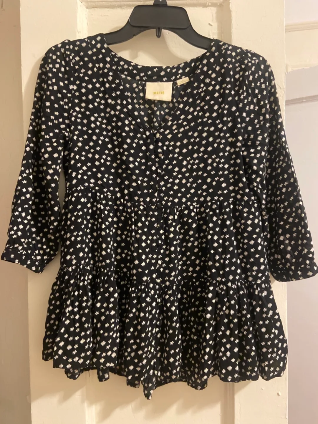 Maeve Anthropologie Black & White Blouse 🥕 thumbnail