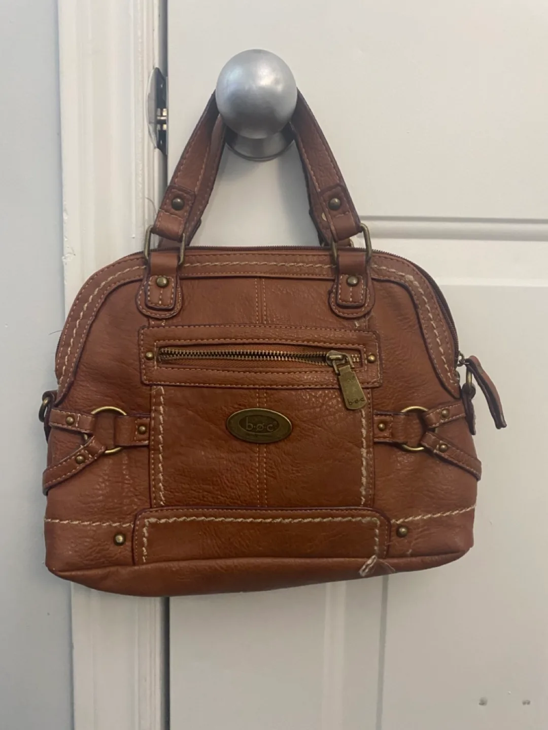 BOC Brown Leather Satchel Purse thumbnail