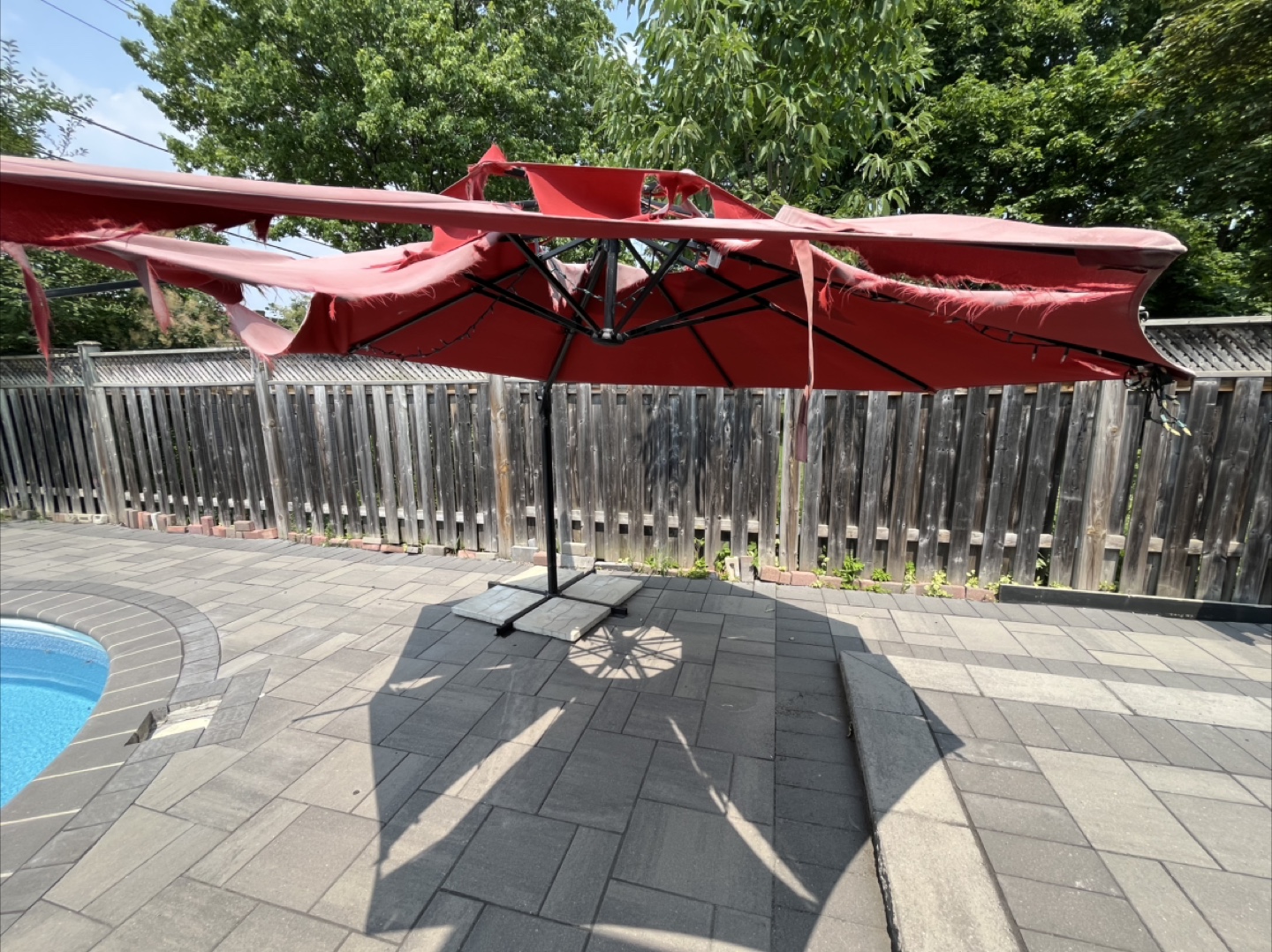 Red Patio Outdoor Umbrella and stand (fabric needs replacement) - photo 3