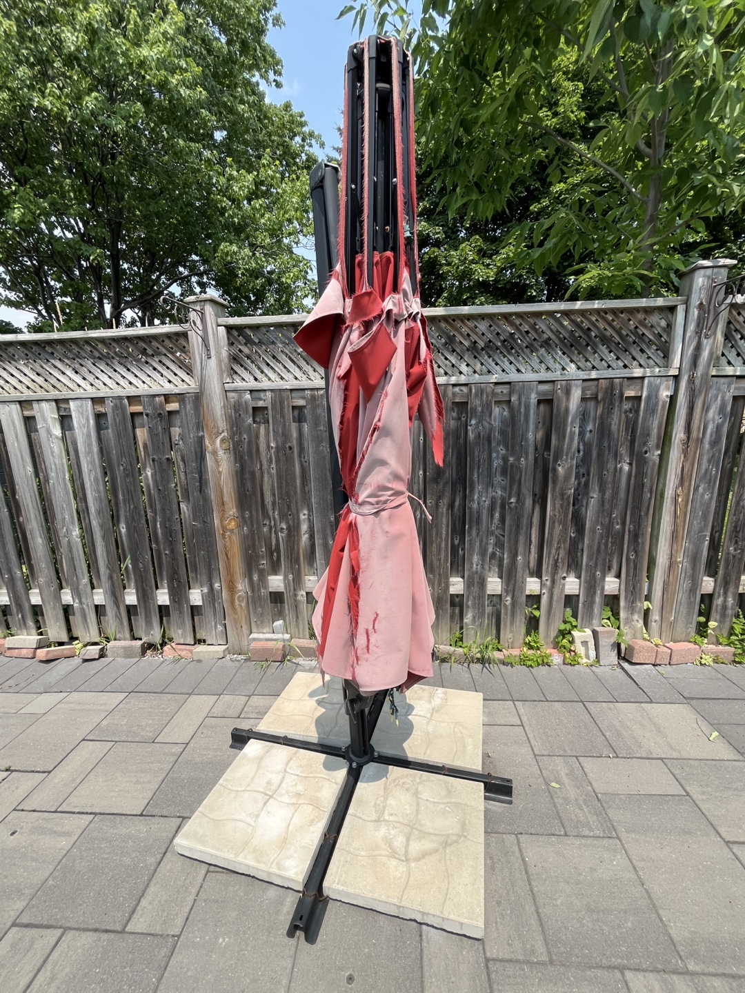 Red Patio Outdoor Umbrella and stand (fabric needs replacement) - photo 2