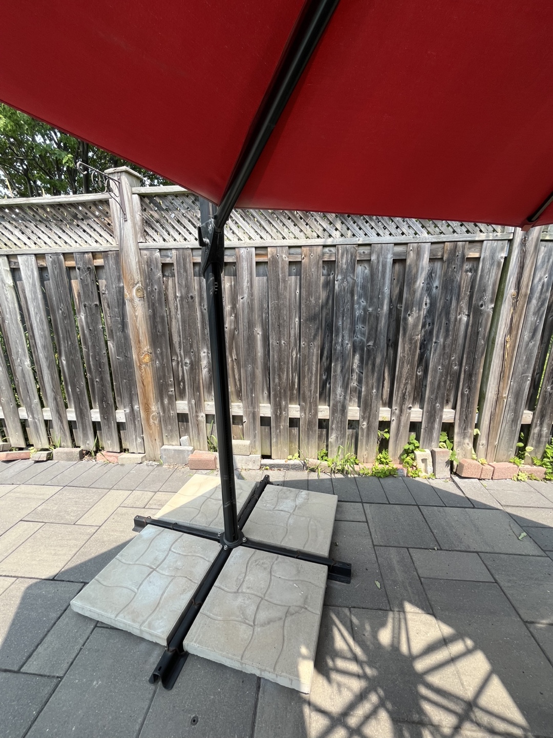 Red Patio Outdoor Umbrella and stand (fabric needs replacement) - photo 4