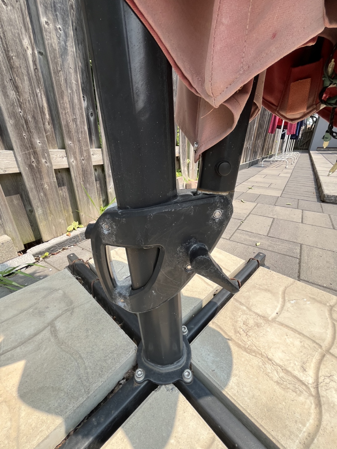 Red Patio Outdoor Umbrella and stand (fabric needs replacement) - photo 5