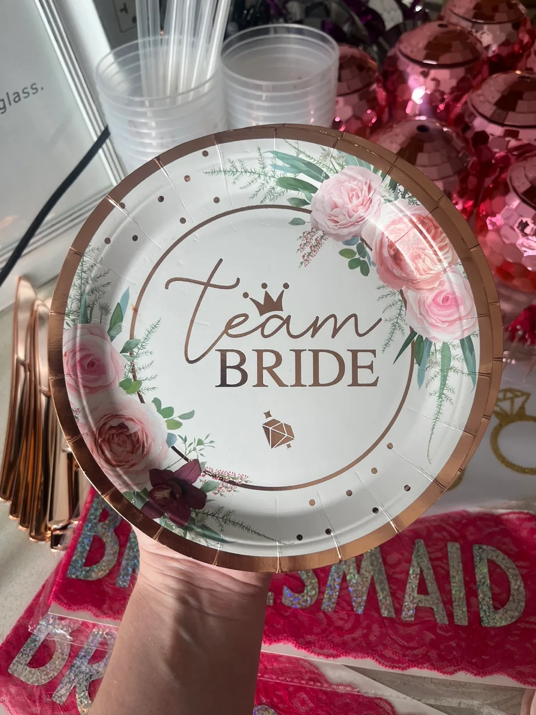 Bachelorette Bridal Party Team Bride Paper Plate thumbnail