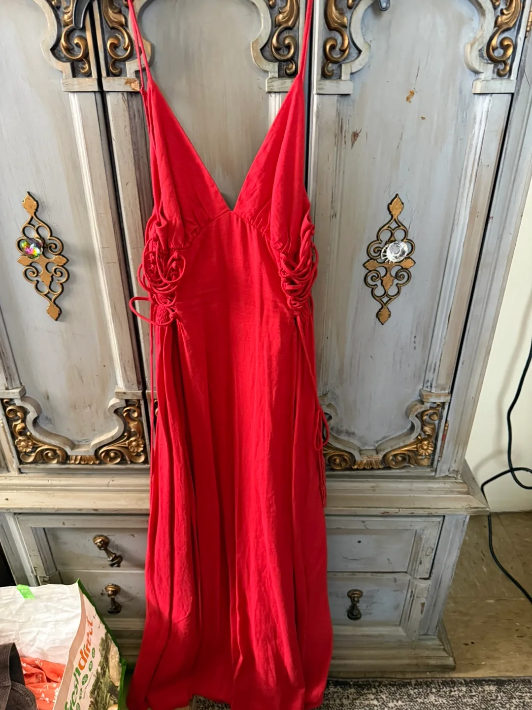 Farm Rio corset Red Dress - Size S 🥕 thumbnail