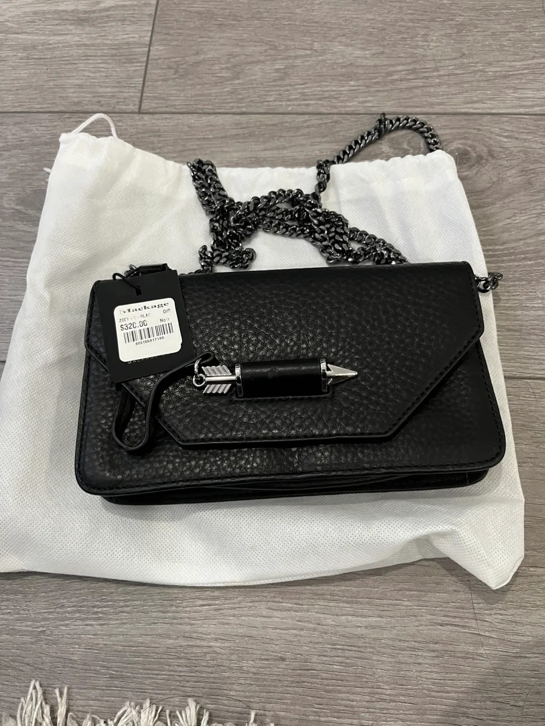 Mackage Black Leather Chain Bag - New