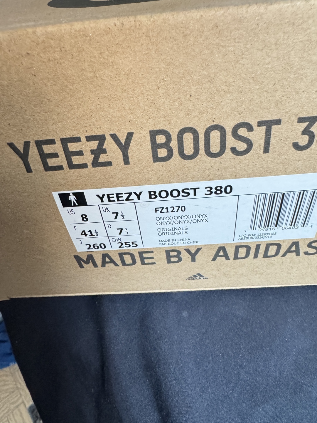 Adidas Yeezy Boost 380 Onyx US 8