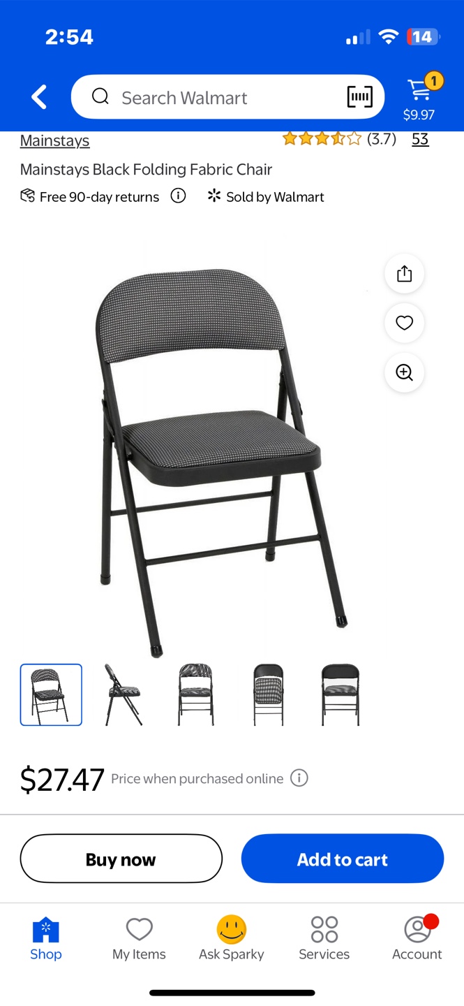 Mainstays Black Folding Fabric Chair & Table Set - photo 4