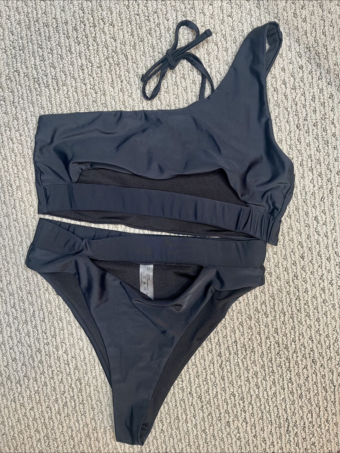 Black One-Shoulder Cutout Swimsuit - photo 4