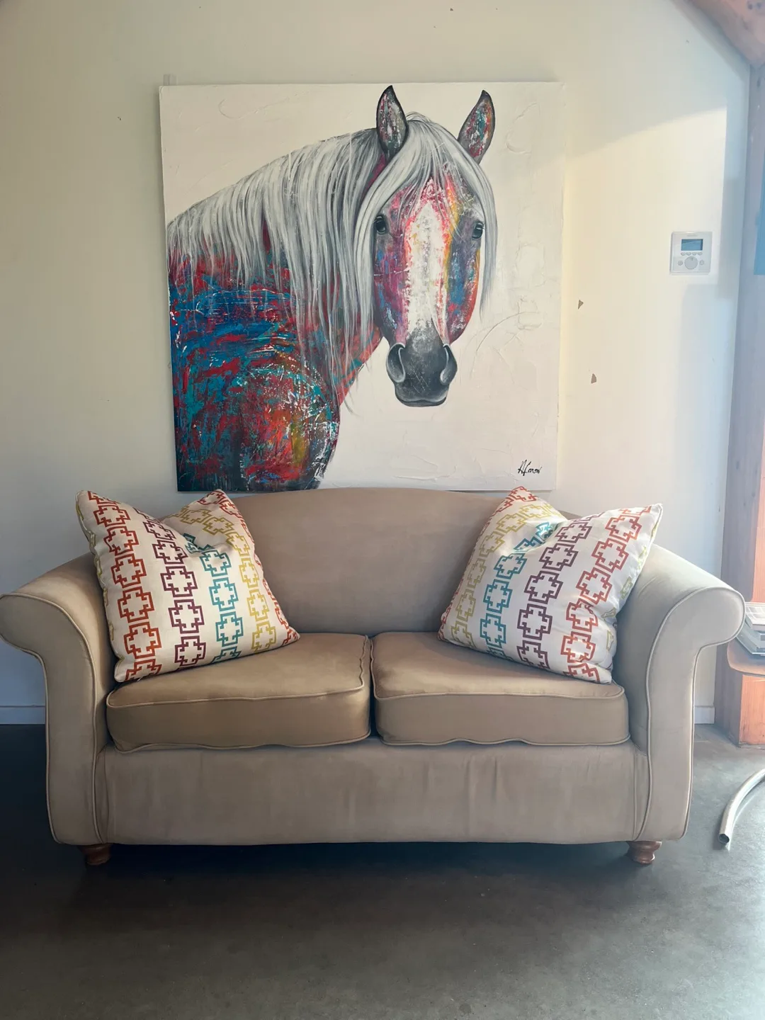 Beige Loveseat Sofa thumbnail