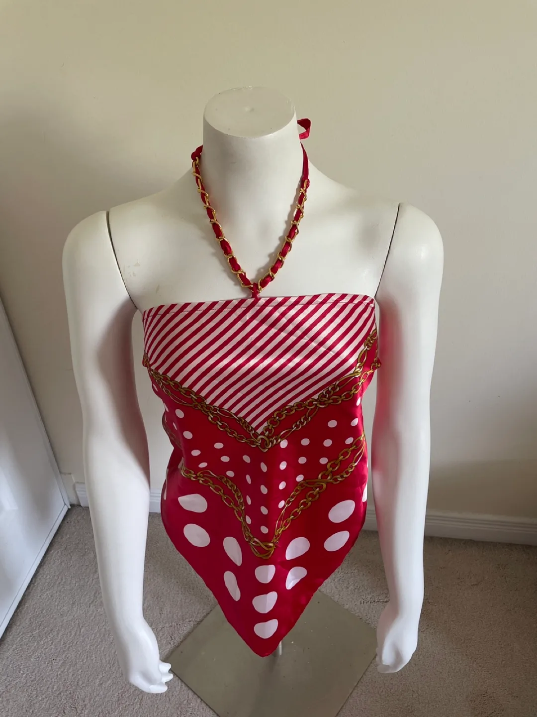 Red & White Halter Top - One Size thumbnail