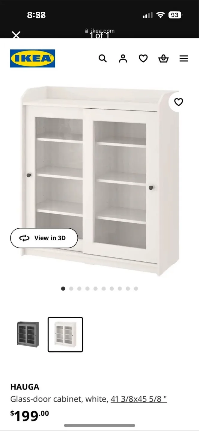 IKEA Hauga White Glass Cabinet thumbnail