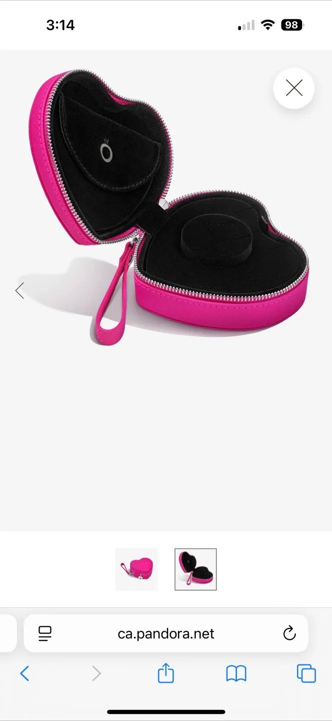 New in Box: Pandora Heart Jewellery Case - Pink thumbnail