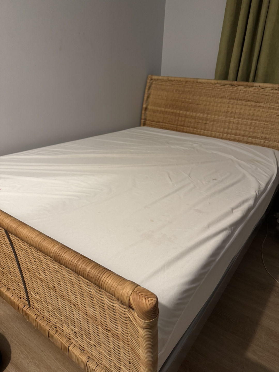 Wicker Bed Frame along with mattress