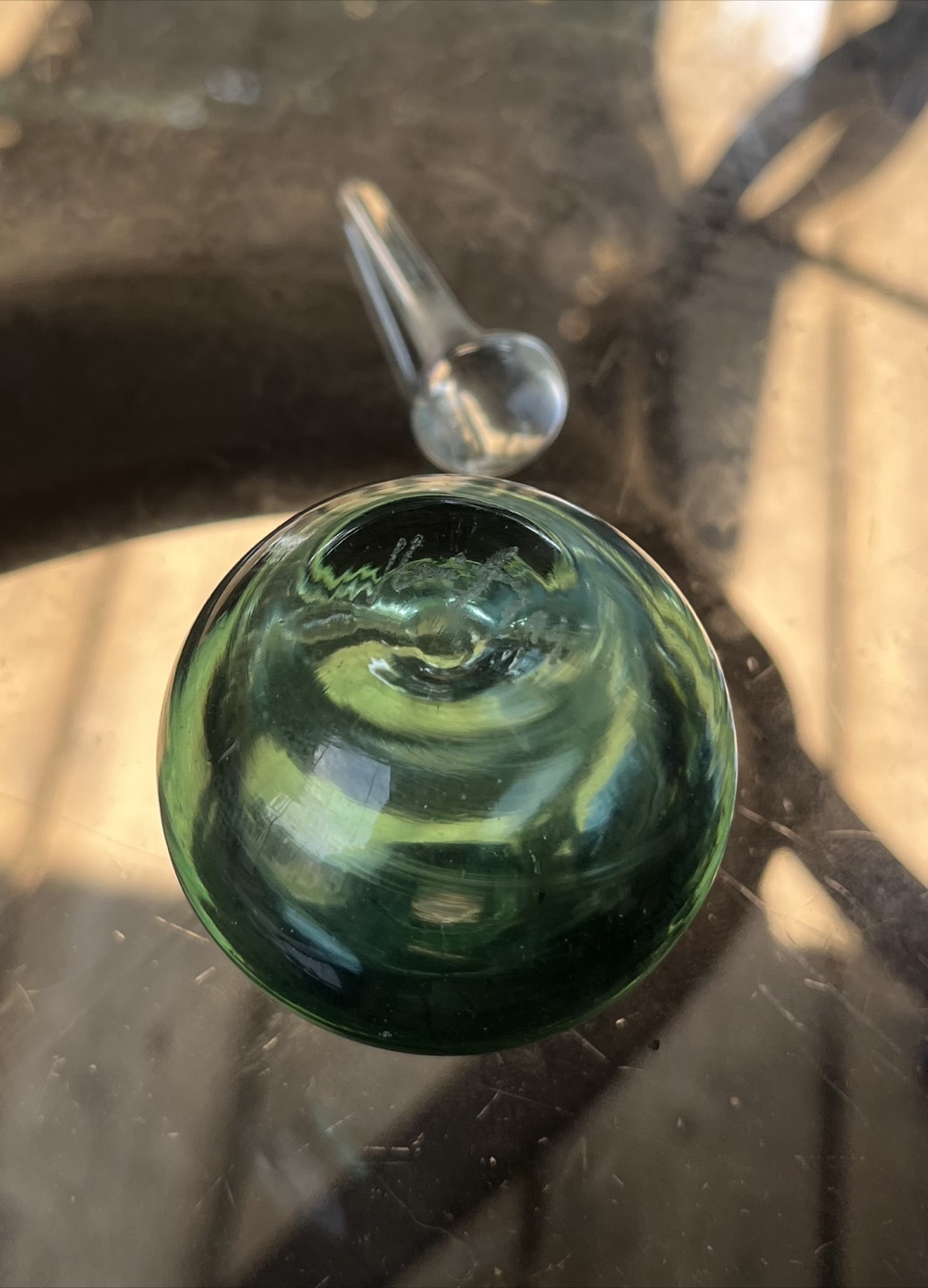 Green Glass Perfume Bottle with Stopper - photo 3