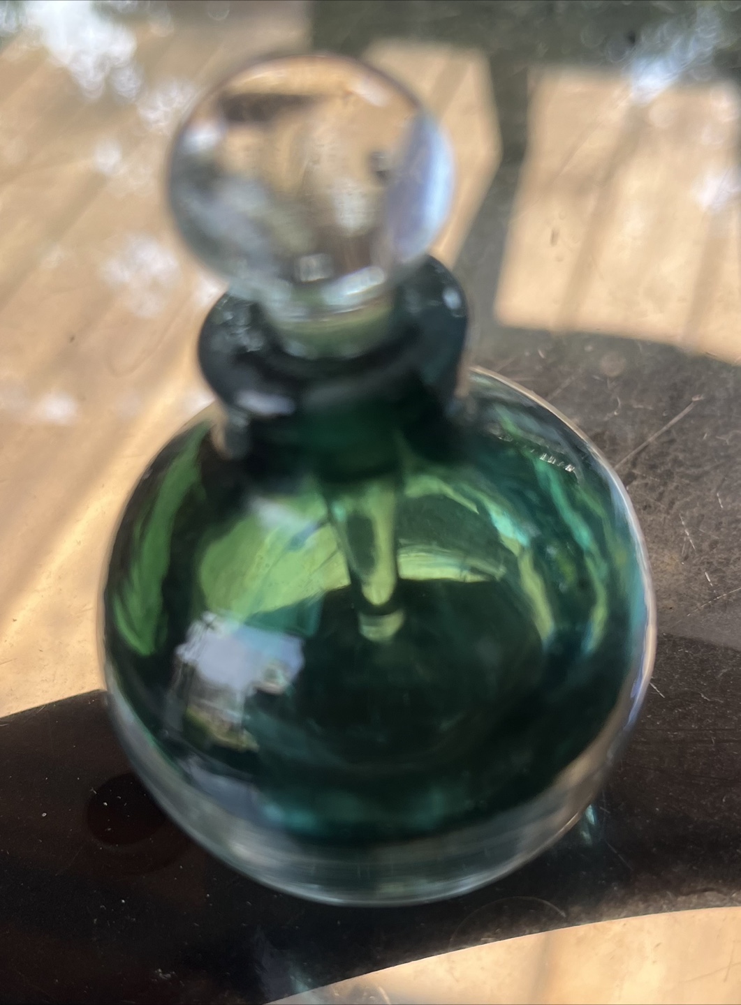 Green Glass Perfume Bottle with Stopper