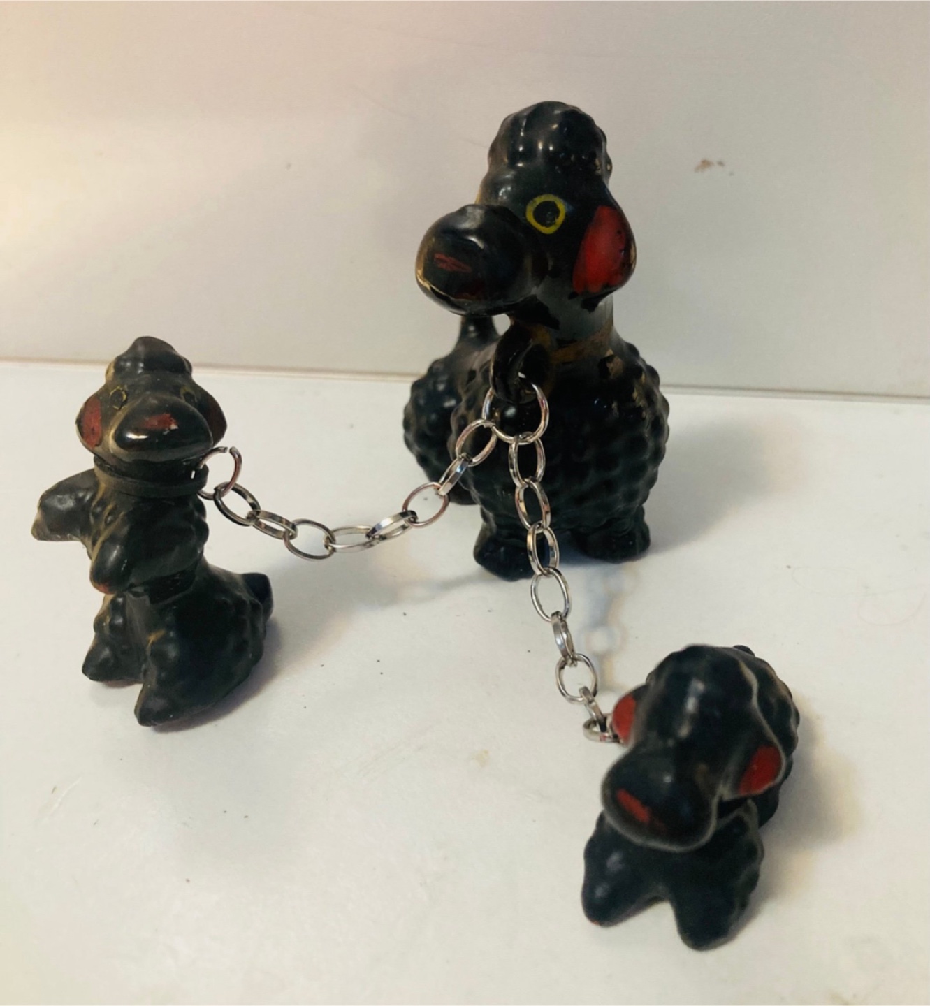 3 Vintage Black Poodle Dog Family Figurine Set - photo 2