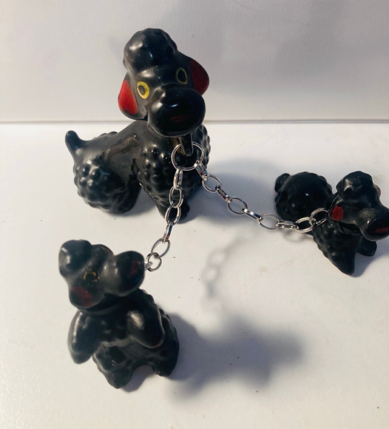 3 Vintage Black Poodle Dog Family Figurine Set - photo 3