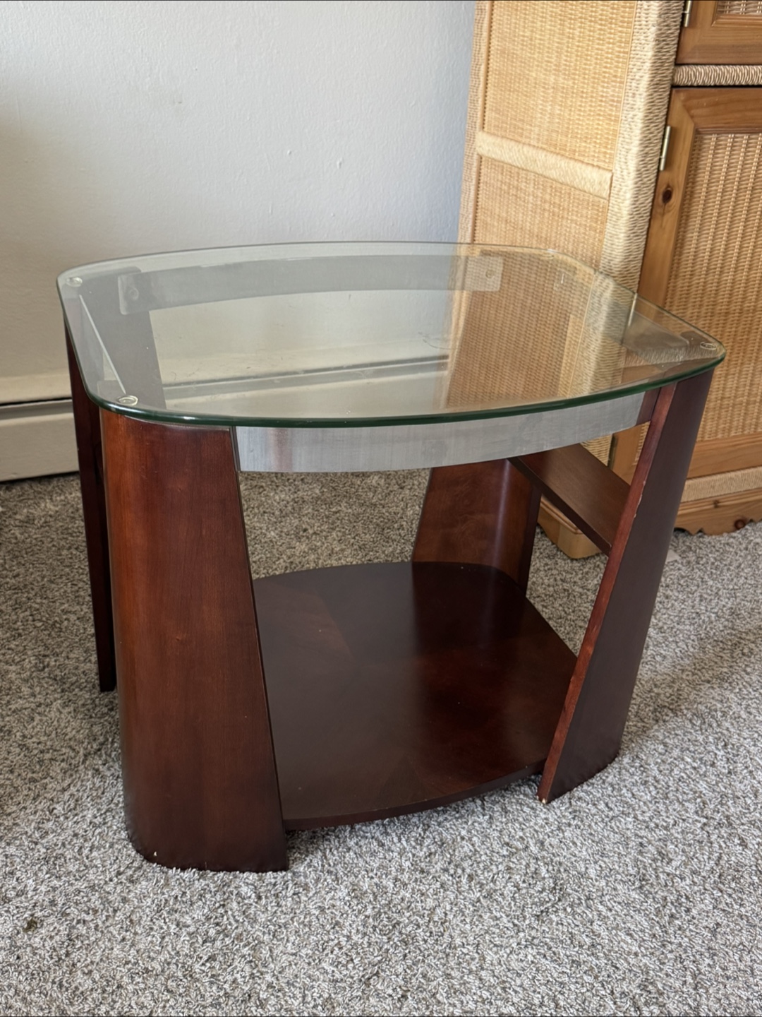 Glass Top Wood End Table