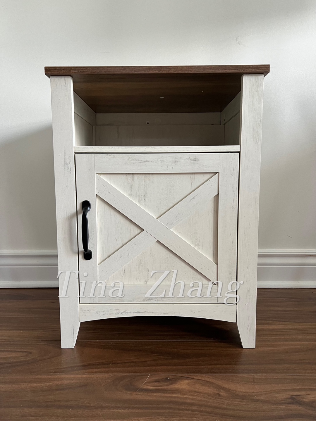 VASAGLE Farmhouse Nightstand - Rustic White/Honey Brown - photo 3