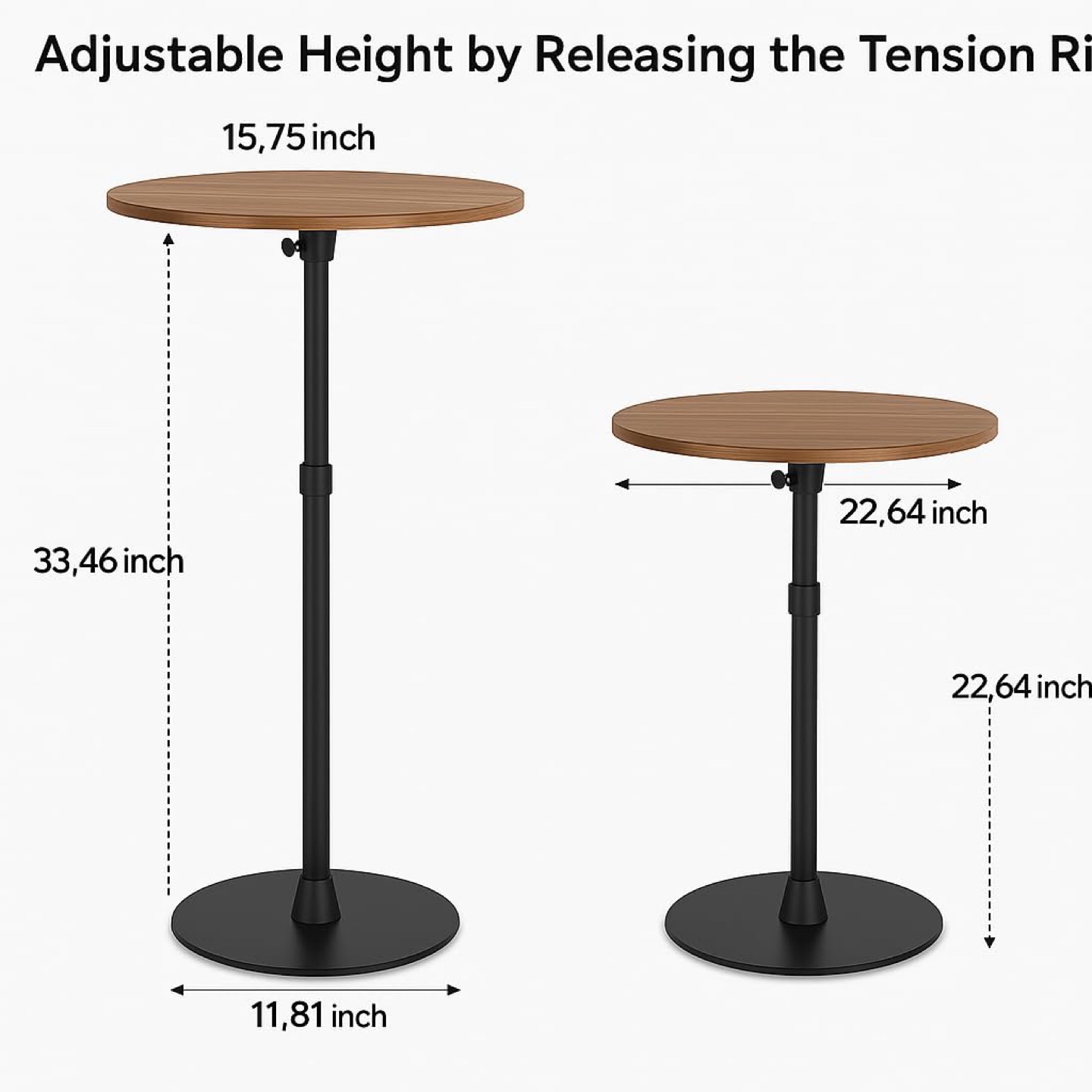 ERFEI Bar Table Small Round Top Adjustable - photo 3