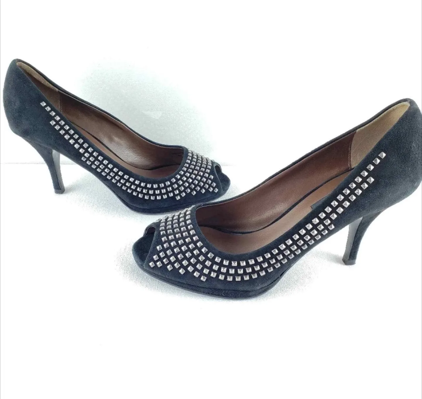 Zara Woman Black Suede Studded Heels thumbnail
