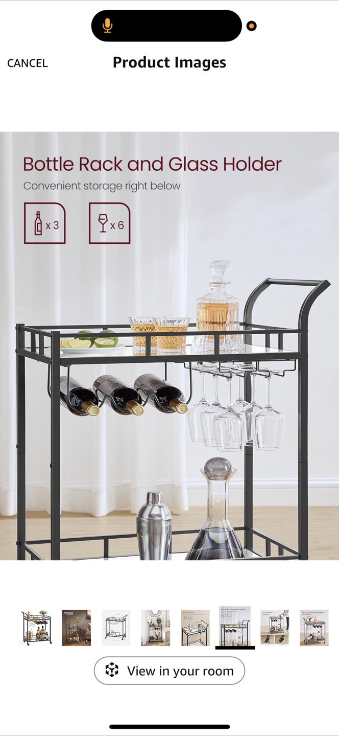 VASAGLE Black Bar Cart - photo 4
