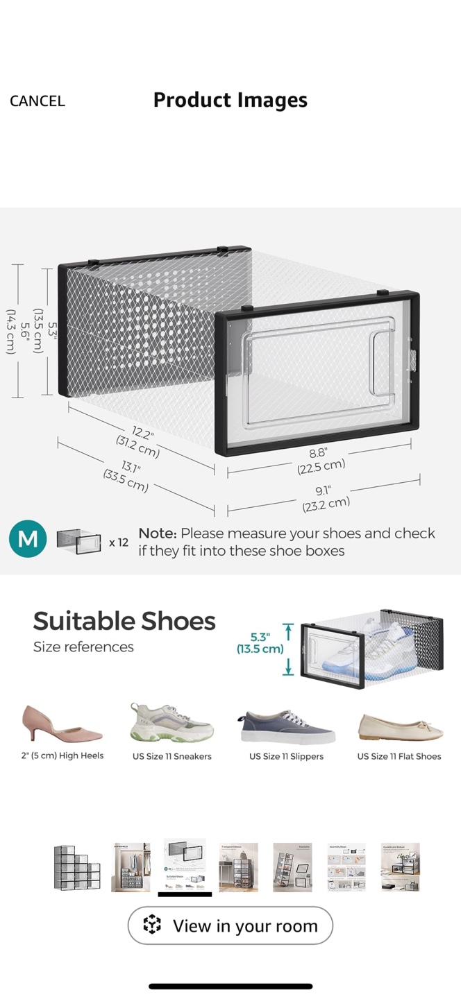 SONGMICS Shoe Boxes - Stackable Clear Plastic, 12-Pack - photo 2
