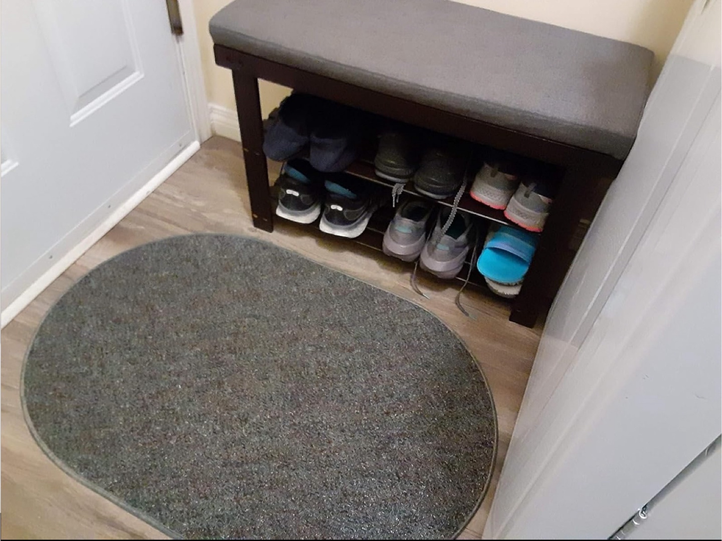 SONGMICS Bamboo Shoe Bench - Brown & Gray - photo 4