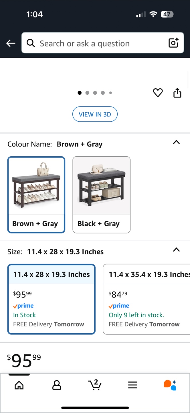 SONGMICS Bamboo Shoe Bench - Brown & Gray - photo 2
