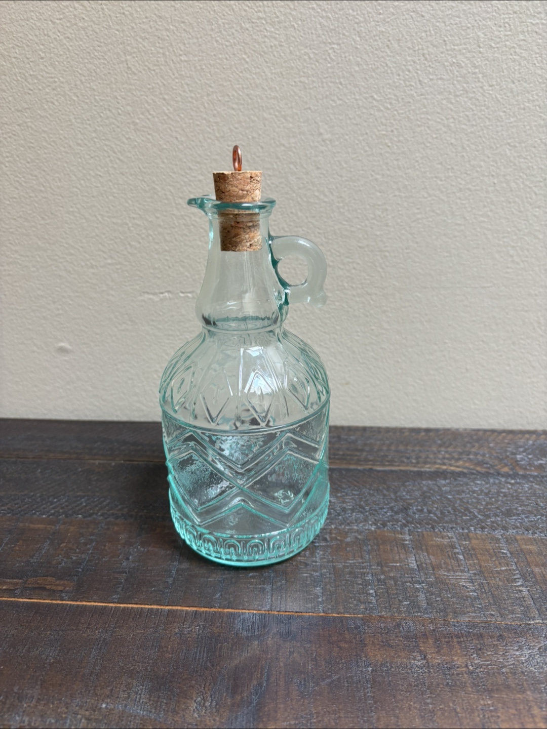 Decorative Glass Oil Dispenser with Cork