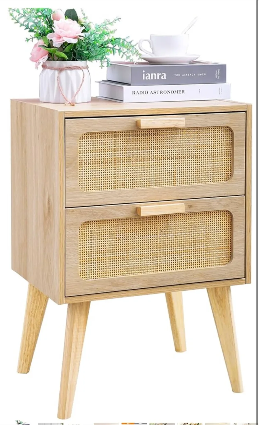 Rattan Nightstand with 2 Drawers - New in Box thumbnail