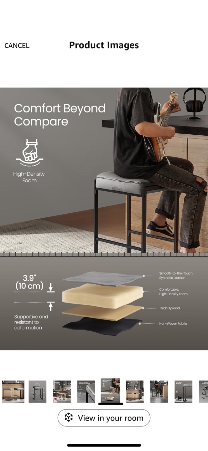VASAGLE EKHO Bar Stool - Dove Gray - photo 4