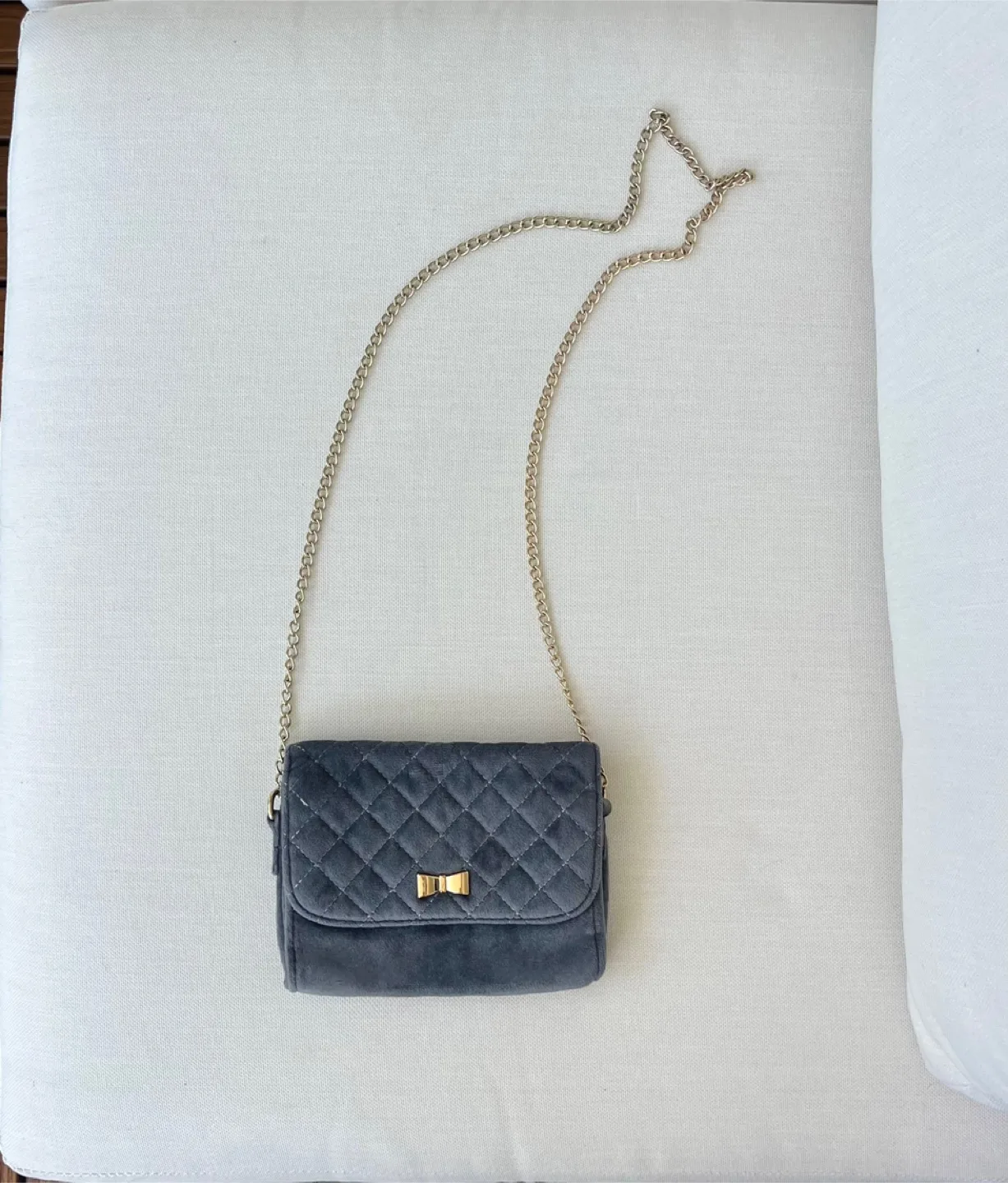 Grey Velvet Crossbody Bag thumbnail