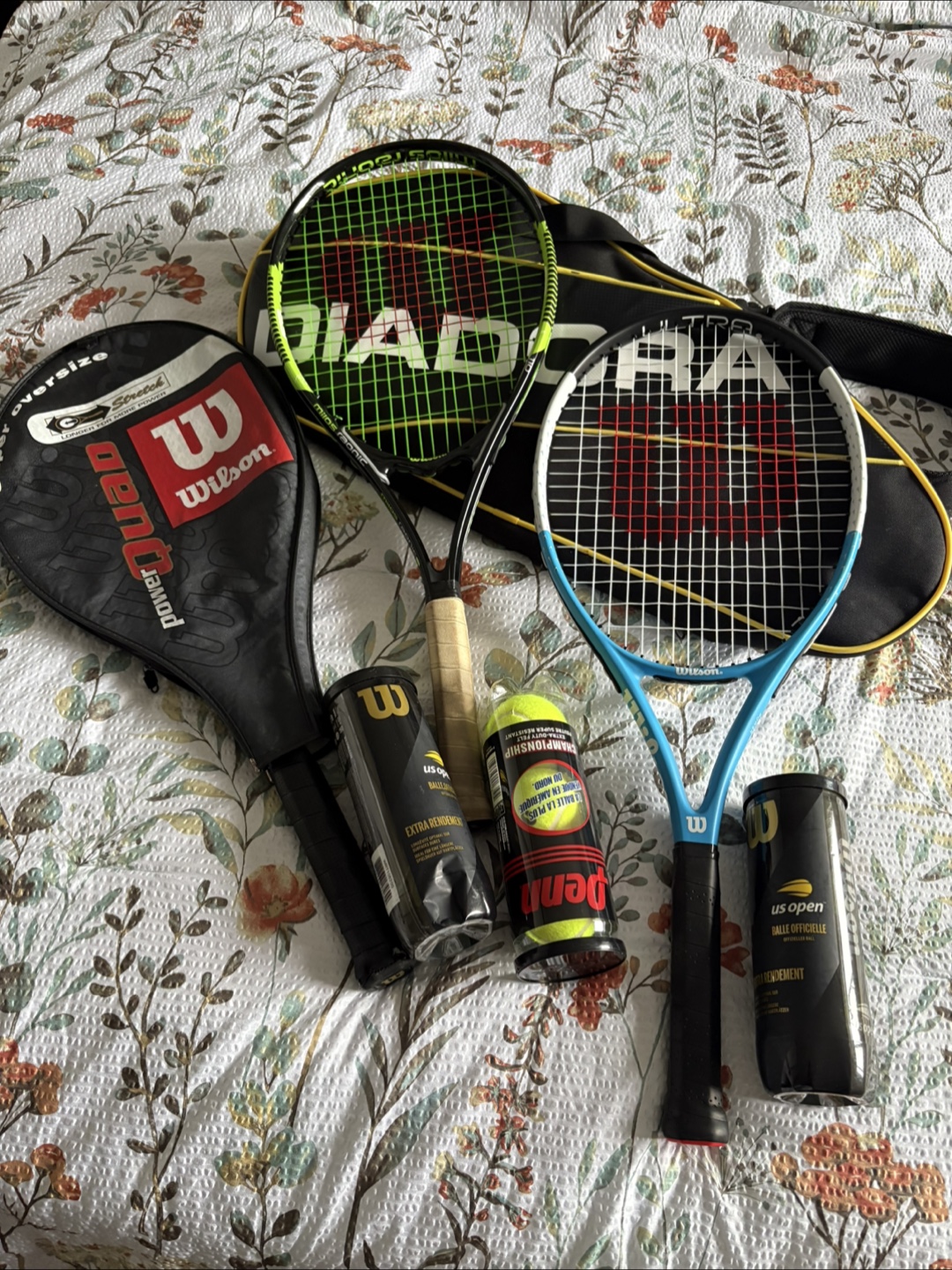 Tennis Rackets and Diadora Bag