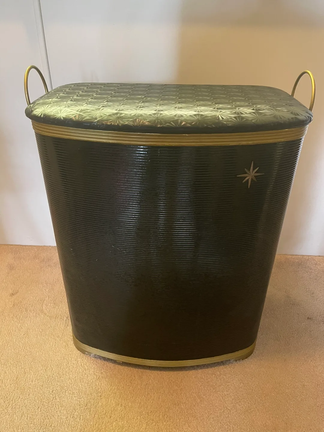 Vintage Black Laundry Hamper with Lid thumbnail
